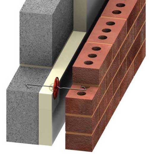 An insulated cavity wall