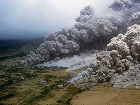 Dangers from volcanoes include a pyroclastic flow